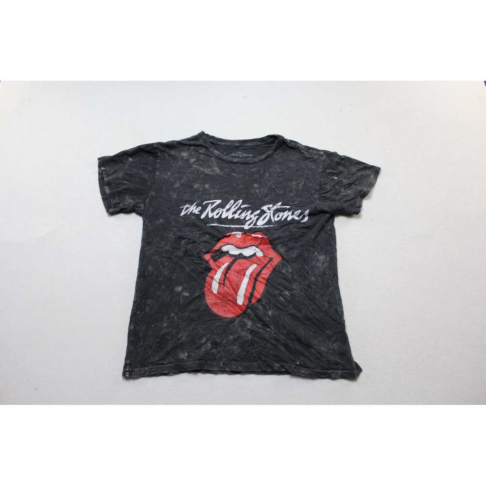 The Rolling Stones Graphic Tee Adult Small Gray Excellent Acid Wash Band Shirt